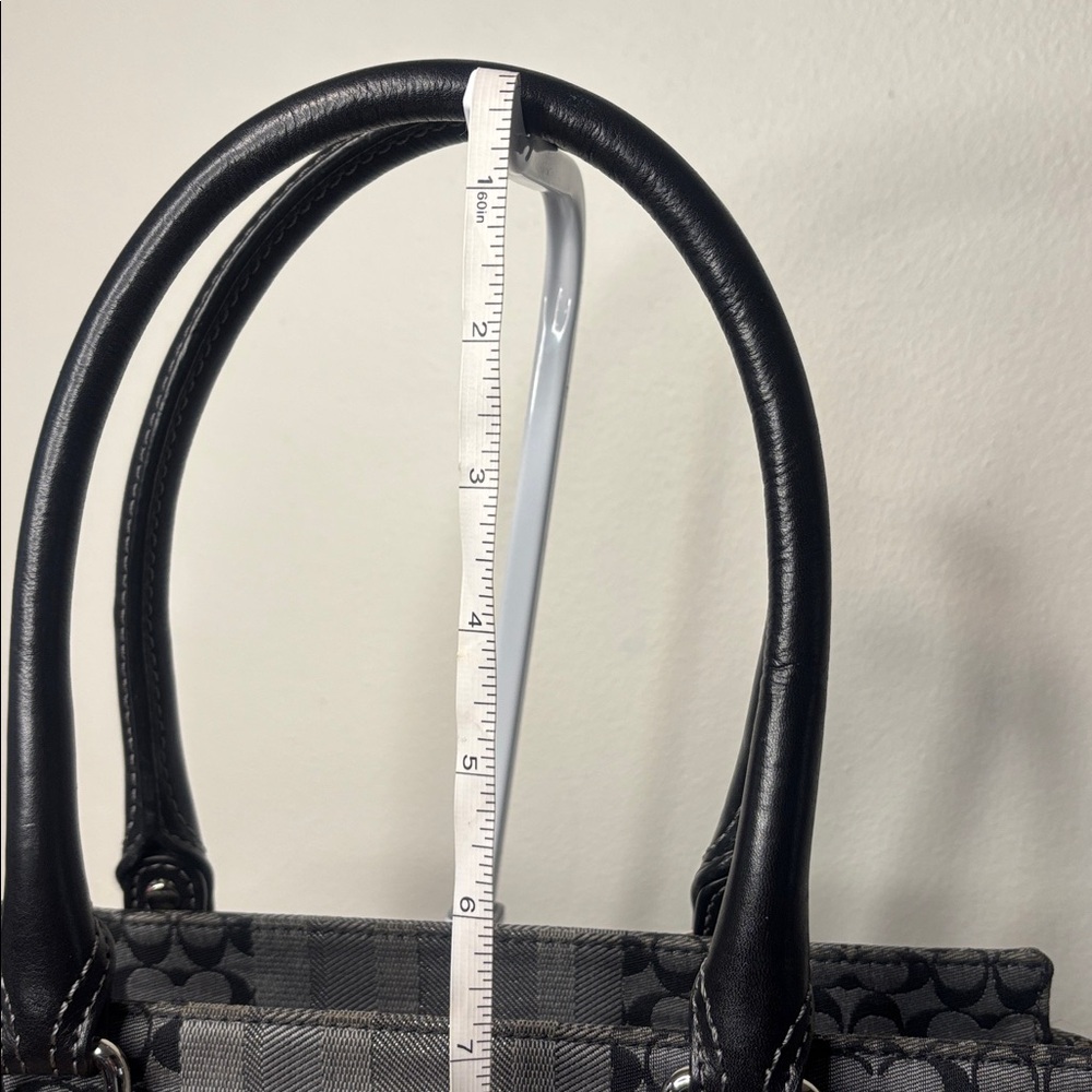 Coach Signature Canvas Shoulder Bag in Black and Gray - Picture 9 of 16
